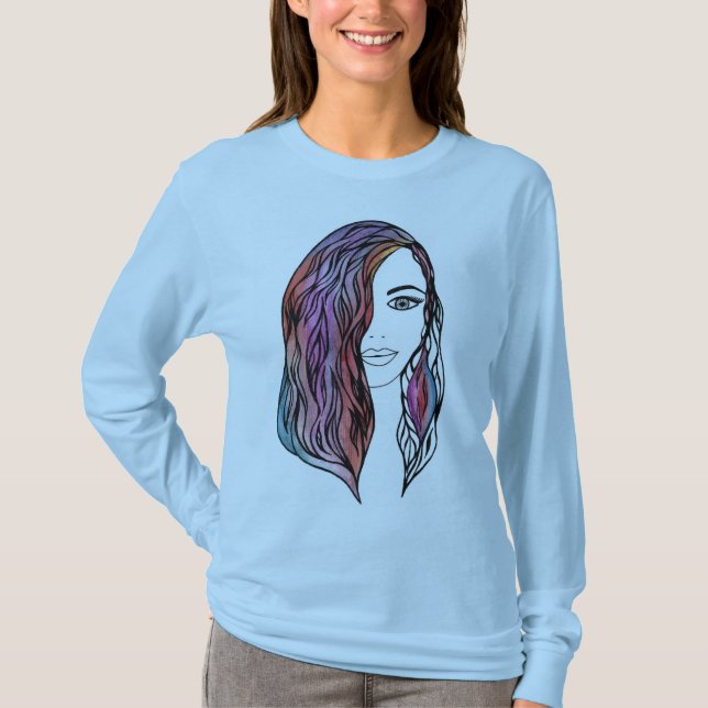 T-shirt de mulheres bonitas com uma fotografia (Frente)