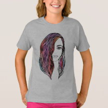 T-shirt de mulheres bonitas com uma fotografia