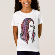T-shirt de mulheres bonitas com uma fotografia
