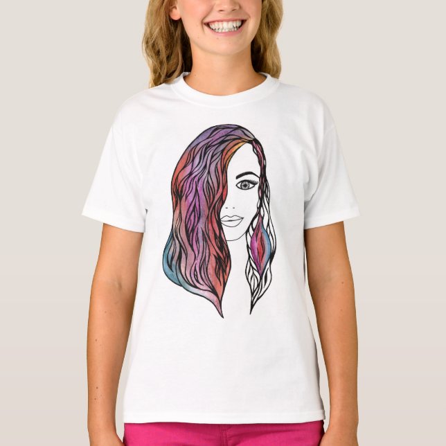 T-shirt de mulheres bonitas com uma fotografia (Frente)