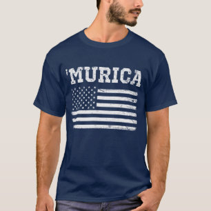 T-shirt de Murica da bandeira branca do vintage '