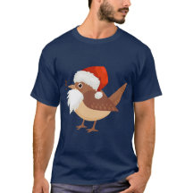 T-Shirt de Natal Cute De Aves Com Cobertura