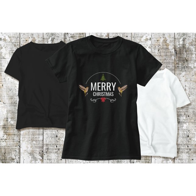 T-Shirt de Natal de Hummingbird Preto (Criador carregado)