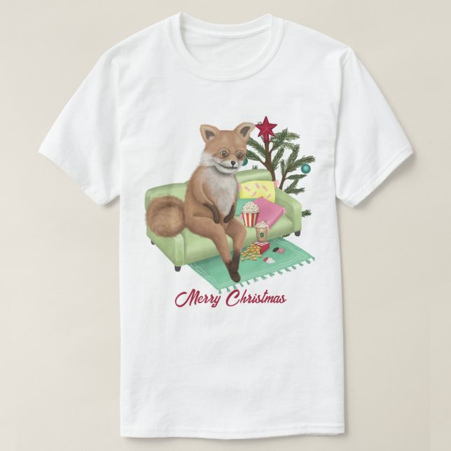 T-Shirt de Natal De Pau Taxidermy Fox (Frente do Design)