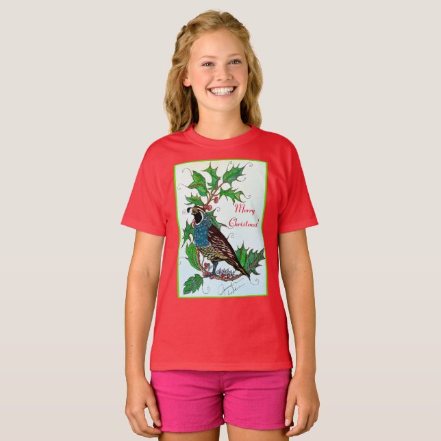 T-Shirt de Natal de Quail (Frente Completa)