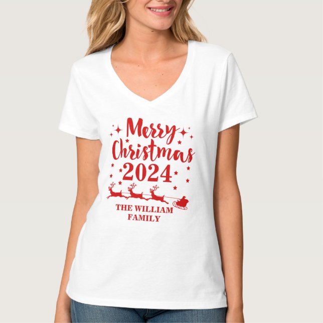 T-Shirt de Natal Familiar Personalizado (Frente)
