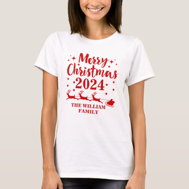 T-Shirt de Natal Familiar Personalizado (Frente)