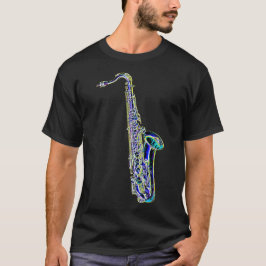 T-shirt de néon da obscuridade do saxofone do