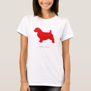 T-shirt de Norfolk Terrier (silhueta vermelha)