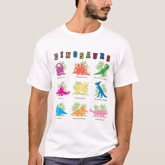 T-shirt de nove dinossauros (Frente)