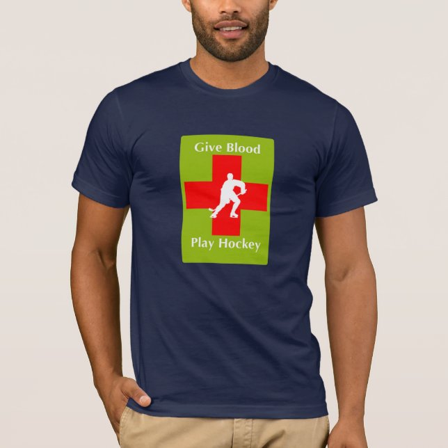 T-shirt Dê o sangue, hóquei do jogo (Frente)