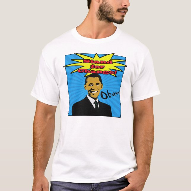 T-shirt de Obama do pop art (Frente)