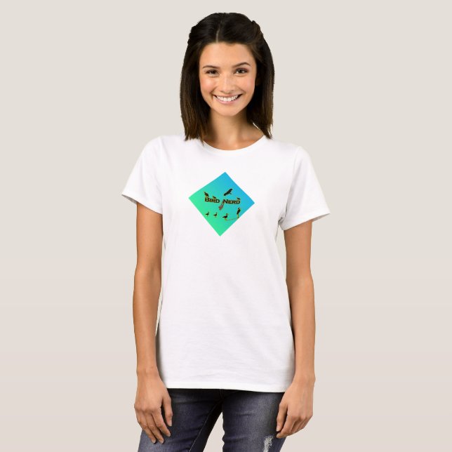 T-Shirt de Ombre Verde Azul-Nerd de Aves (Frente Completa)
