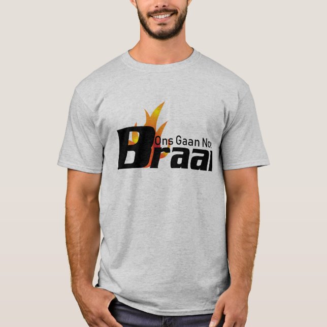 T-shirt de Ons Gaan Nou Braai para homens no cinza (Frente)