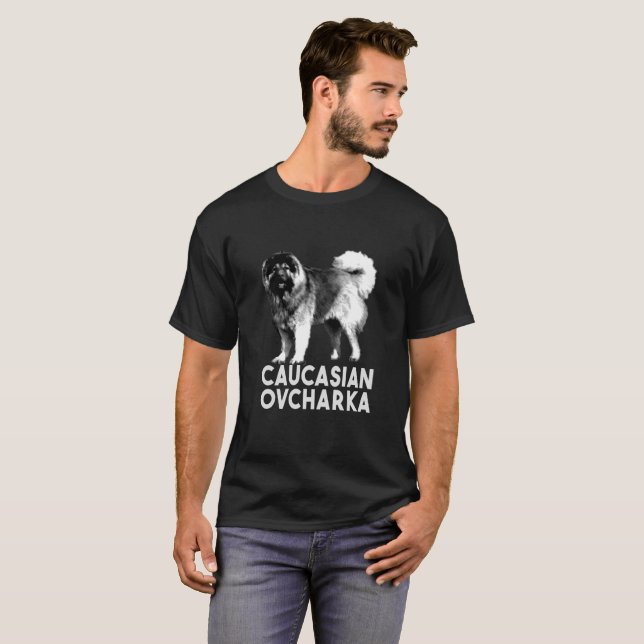 T-shirt de Ovcharka do Caucasian (Frente Completa)