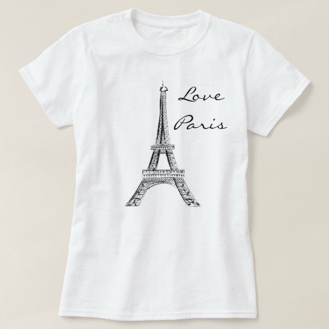 T-shirt de Paris do amor das mulheres (Frente do Design)
