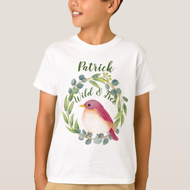 T-Shirt de Pássaros Selvagens e Livres (Frente)