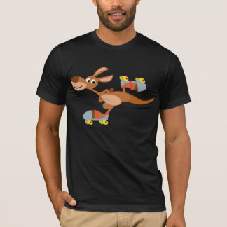 T-shirt de patinagem do canguru dos desenhos