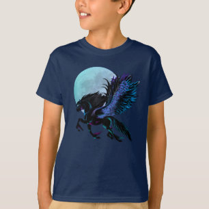 T-shirt de Pegasus preto e da lua azul