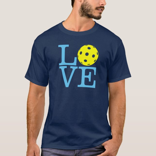 T-shirt de Pickleball: Azuis marinhos do "AMOR" (Frente)