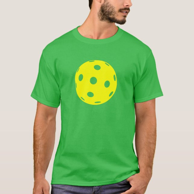 T-shirt de Pickleball: Bola amarela no verde (Frente)