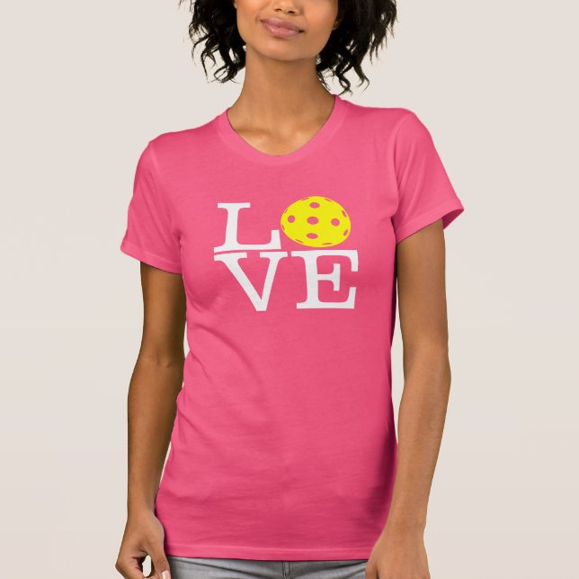 T-shirt de Pickleball da mamã das mulheres: "AMOR" (Frente)