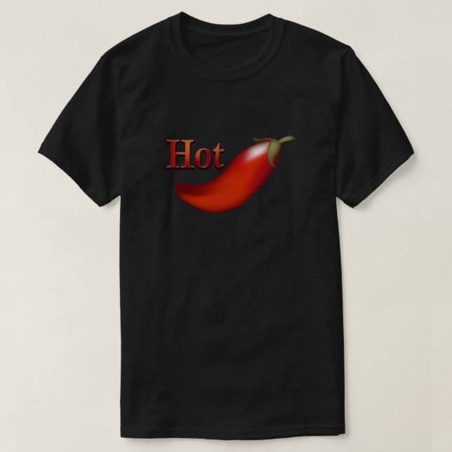 T-shirt de pimenta quente preta (Frente do Design)