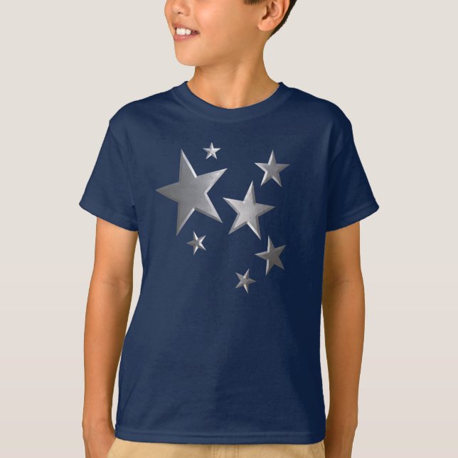 T-shirt de prata do divertimento da estrela dos (Frente)