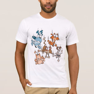 T-shirt de queda dos homens dos gatos e dos cães