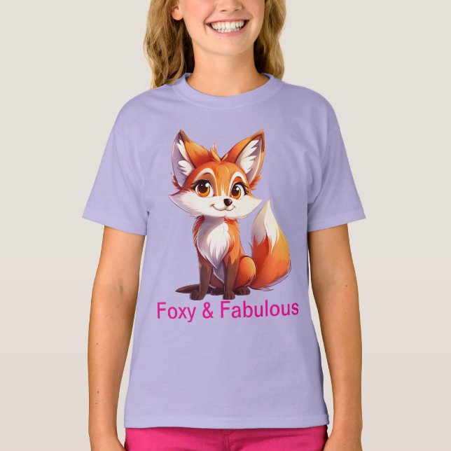 T-Shirt de Raposa Bonita para Raparigas Foxy e Des (Frente)