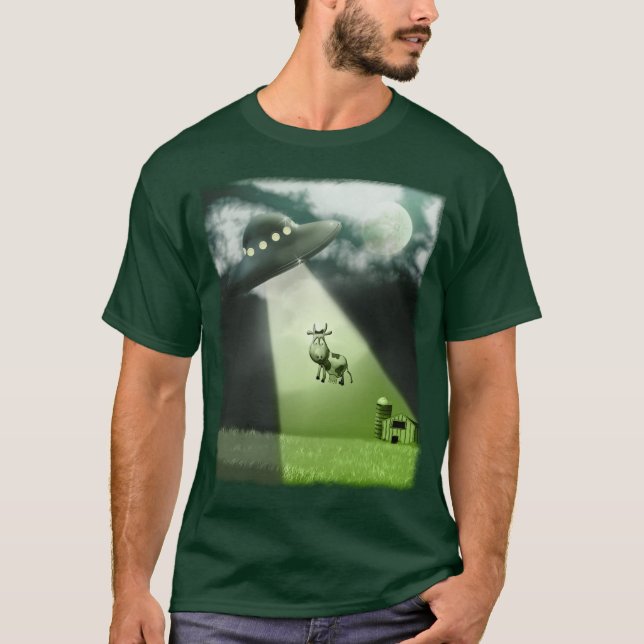 T-Shirt de Rapto de Vacas UFO Quadradas (Frente)