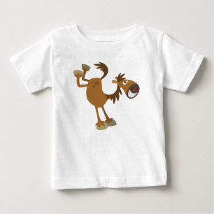 T-shirt de retrocesso bonito do bebê do cavalo do