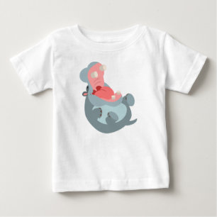 T-shirt de riso bonito do bebê do hipopótamo dos