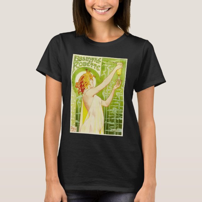 T-shirt de Robette do absinto de Alphonse Mucha (Frente)