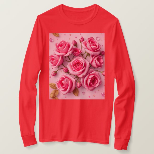 T-Shirt de Rosas Rosa Sonhenta (Frente do Design)