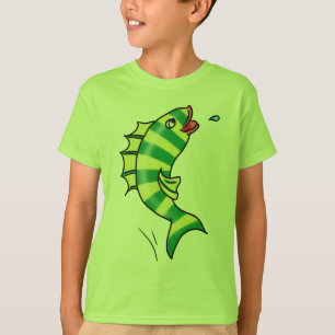 T-shirt de salto dos peixes dos desenhos animados
