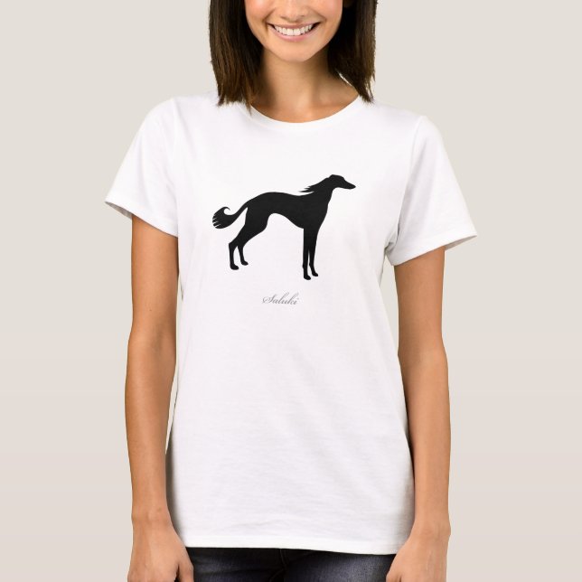 T-shirt de Saluki (silhueta preta) (Frente)