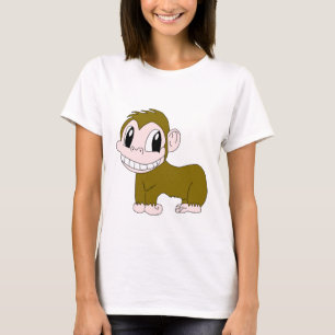 T-shirt de sorriso da mulher do chimpanzé