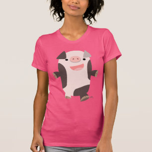 T-shirt de sorriso das mulheres do porco dos