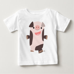 T-shirt de sorriso do bebê do porco dos desenhos
