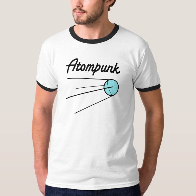 T-shirt de Sputnik dos homens de Atompunk (Frente)