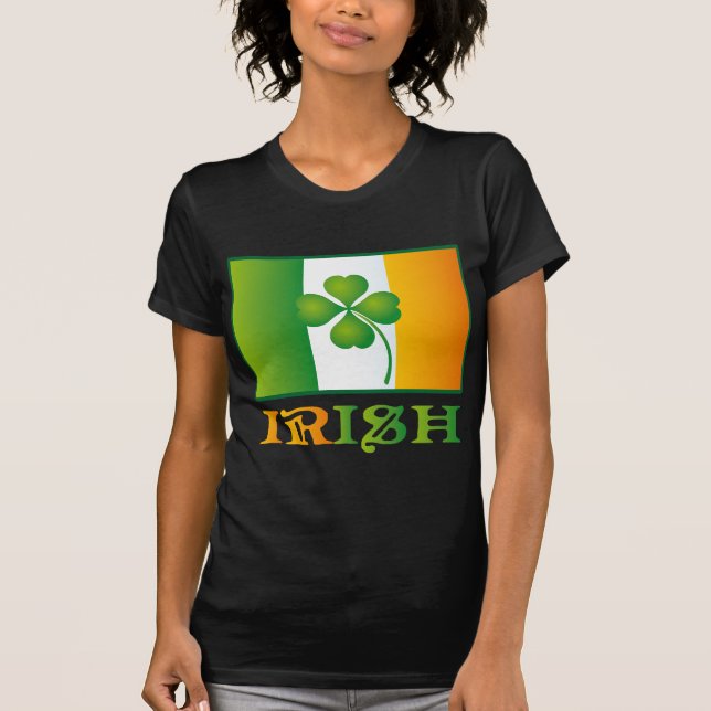T-shirt De St Patrick irlandês da bandeira do trevo verde (Frente)