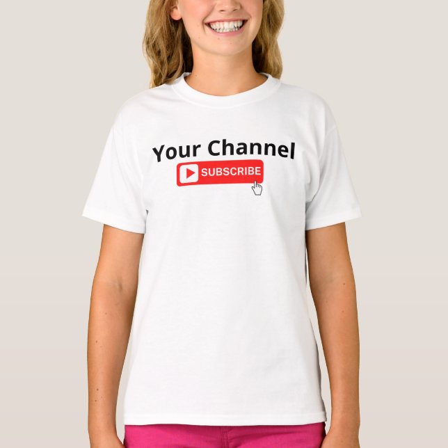 T-Shirt de Subscrição de Canal Personalizado (Frente)