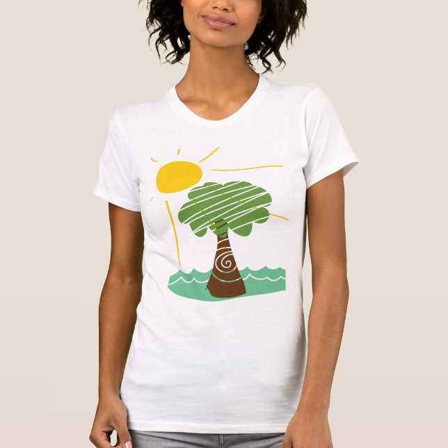 T-shirt de Sun do verão da brisa da ilha (Frente)