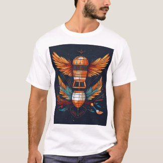 T-Shirt De Tatuagem Furturista De Linha Bela