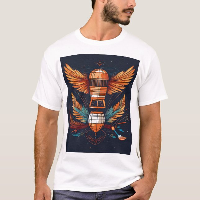 T-Shirt De Tatuagem Furturista De Linha Bela (Frente)