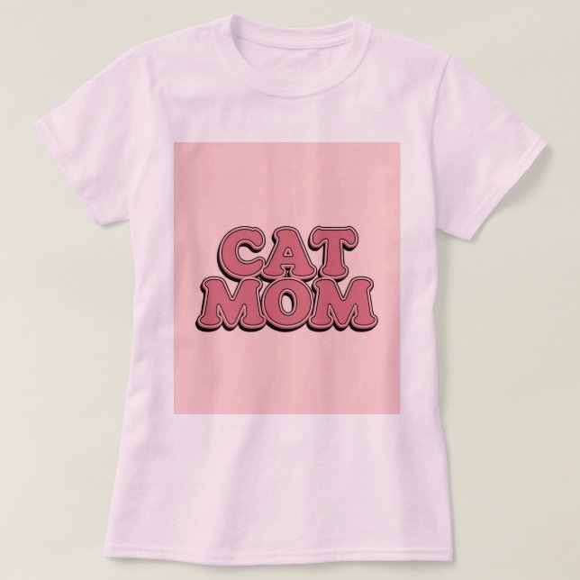T-Shirt de Texto da Mãe de Gato Rosa (Frente do Design)