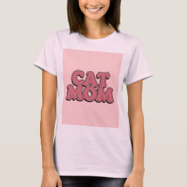 T-Shirt de Texto da Mãe de Gato Rosa