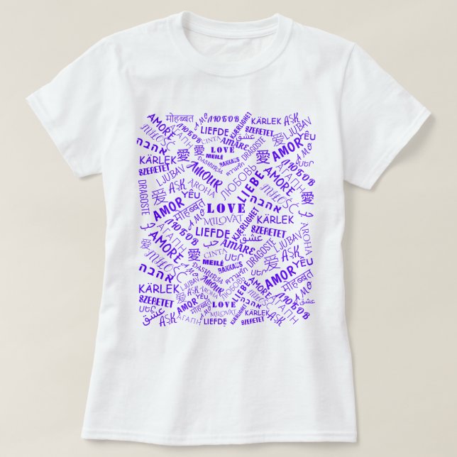 T-Shirt de Texto de Amor Internacional (Frente do Design)