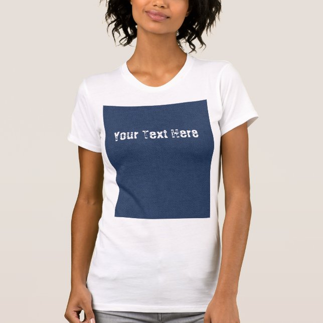 T-Shirt de Texto Personalizado com Jeans Azul Faux (Frente)